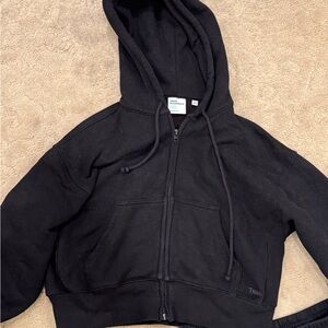 Aritzia TNA Sweat fleece cropped Black Zip-Up Hoodie